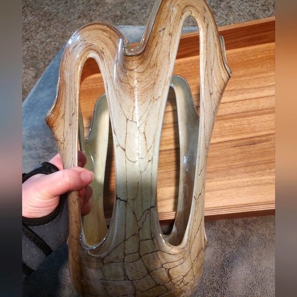 Vintage Makora Krosno open handkerchief unique beautiful blown glass vase decor - Picture 10 of 16